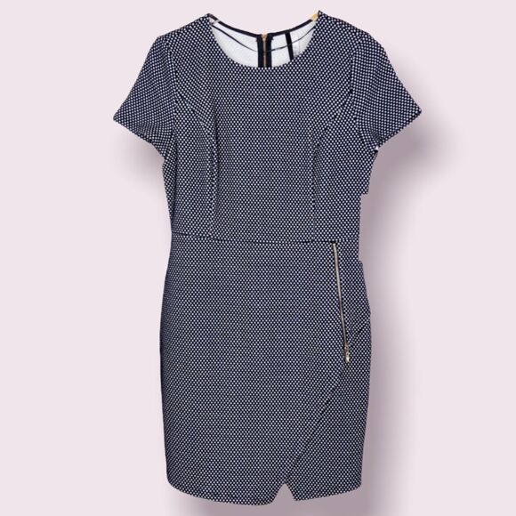 NWT Kensie Black & White Checkered Knit Zipper Skirt Dress Women's Size M - Picture 11 of 11